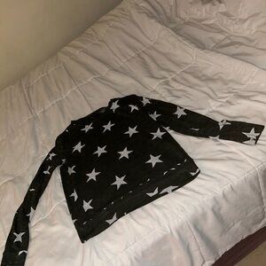 Long sleeve shirt dark green with white stars